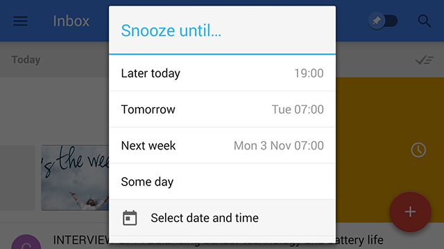 Gmail Inbox Snooze Email